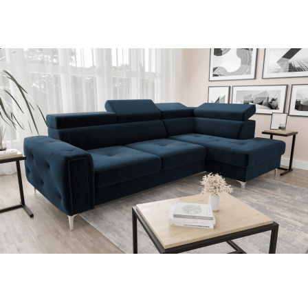 Rohová sedací souprava s funkcí spaní ORION 165x255 - modrá , pravá