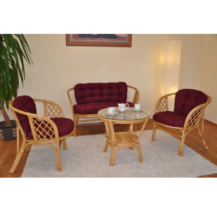 Ratanová sadací souprava Bahama velká polstr vínový Ratanová sadací souprava Bahama velká polstr vínový