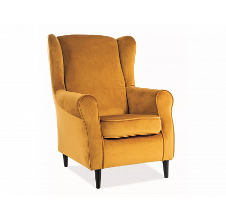 Křeslo BARON Velvet, curry Bluvel 68/wenge Křeslo BARON Velvet, curry Bluvel 68/wenge