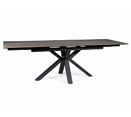 Jídelní stůl COLUMBUS CERAMIC, Efekt dřeva, Hnědá/Černý mat