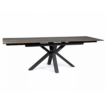 Jídelní stůl COLUMBUS CERAMIC, Efekt dřeva, Hnědá/Černý mat Jídelní stůl COLUMBUS CERAMIC, Efekt dřeva, Hnědá/Černý mat