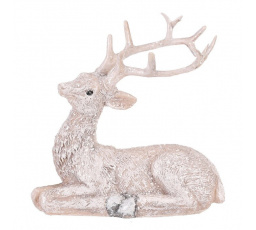 Jelen - polyresinová figurka, sedící, vel. S, bílý