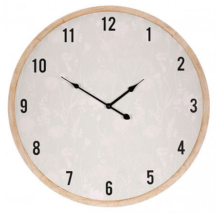 Hodiny nástěnné - pr. 58 cm, MDF, jemný květinový vzor