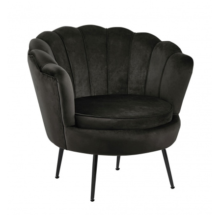 Křeslo velvet černé /nohy černé/ LC-032-1