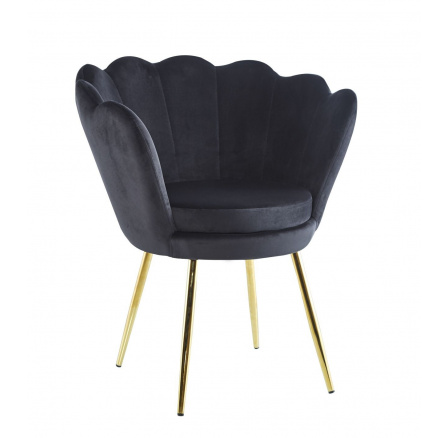 Křeslo velvet černé /nohy zlaté/ FR1-FX