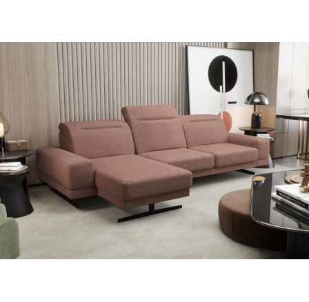 Rohová sedací souprava FIORE MINI 265x180 cm - růžová, levá