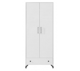 Skříň BERGEN - BE1, Bílý Lux + Bílá vysoký lesk