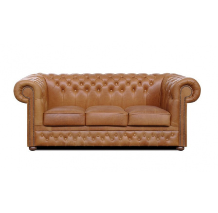 Pohovka Chesterfield Lord 3 kůže koňak