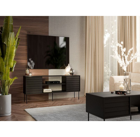 CORTINA TV skříňka 180 EF černá/černá (1 ks)=1 str. ), s možností instalace krbu - zakoupeného samostatně