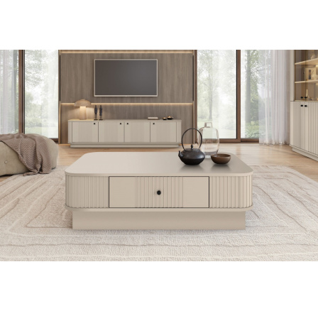 VESPER KONFERENČNÍ STŮL 103 1SZ - kašmírový MDF / kašmír / černé úchyty / sokl