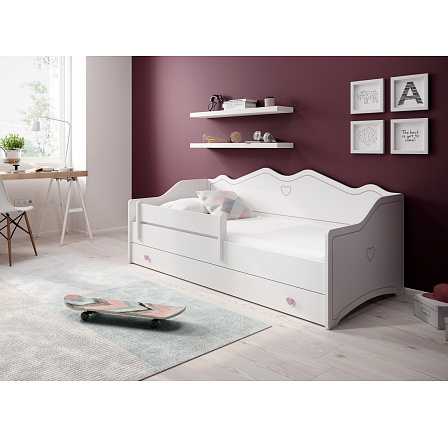 Postel s matrací EMKA Pink 160x80 Bílá+Růžová Postel s matrací EMKA Pink 160x80 Bílá+Růžová