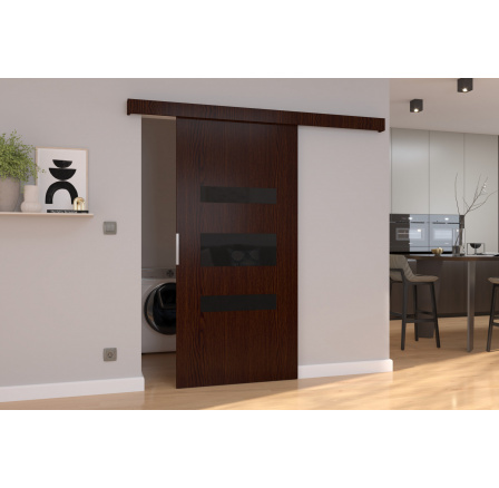 Posuvné dveře na stěnu DESIO 86 Wenge+Black Lacobel