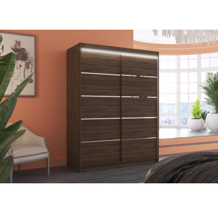 Posuvná skříň s LED osvětlením LUFT 150 Choco+Choco