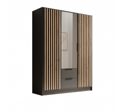 Šatní skříň Neri 150 s dveřmi a zrcadly Černá+Černá