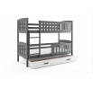 Dětská patrová postel KUBUS se šuplíkem 90x200 cm, včetně matrací, Grafit/Bílá