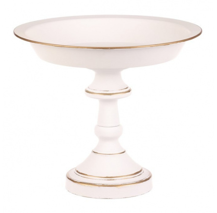 Mísa kovová - na stojanu, 26 cm, aranžovací, bílá