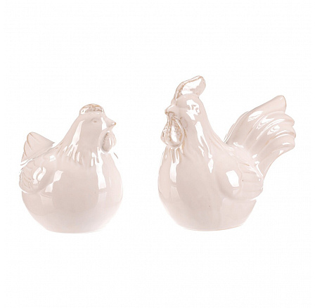 Slepice a kohout - keramika, vel. S, b. krémová, cena za 1 ks