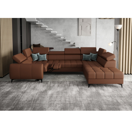 Rohová sedací souprava PORTO MAX I , relax přírodní kůže 225x350X193 cm - pravá, přírodní kůže - volitelná barva