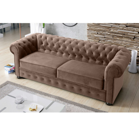 Sofa dvoumístná MANCHESTER II 188 cm - Pohovka s funkcí spaní, hnědá