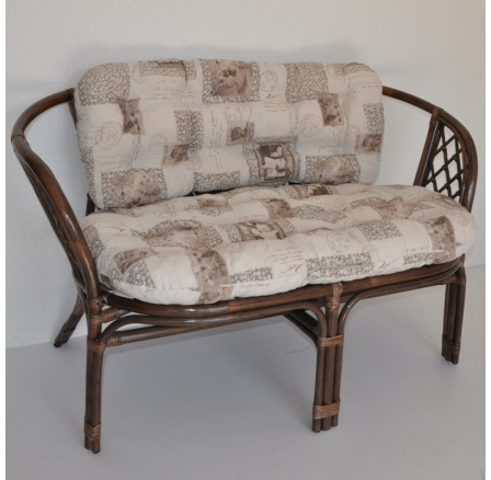 Ratanová lavice Bahama hnědá polstr motiv známky Ratanová lavice Bahama hnědá polstr motiv známky