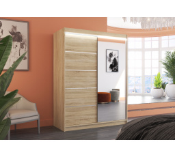 Posuvná skříň se zrcadlem a LED osvětlením LIMBO 150 Sonoma+Sonoma