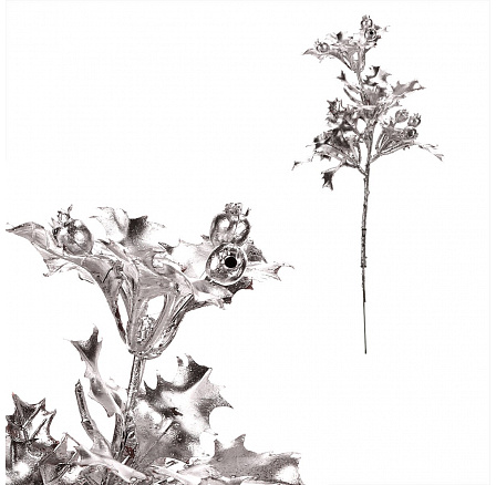 Cesmína - umělá větev s plody, barva stříbrná