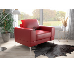 Křeslo v kůži  ARIA 112 cm přírodní kůže - červená kůže