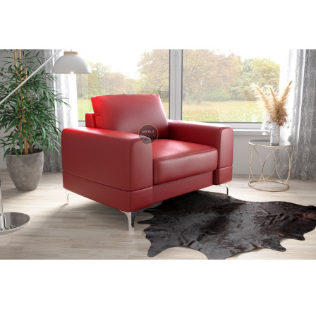 Křeslo v kůži  ARIA 112 cm přírodní kůže - červená kůže