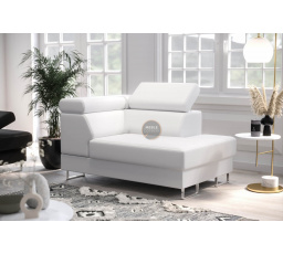 Křeslo lenoška GALAXY - Pravá strana, Bílá eko kůže