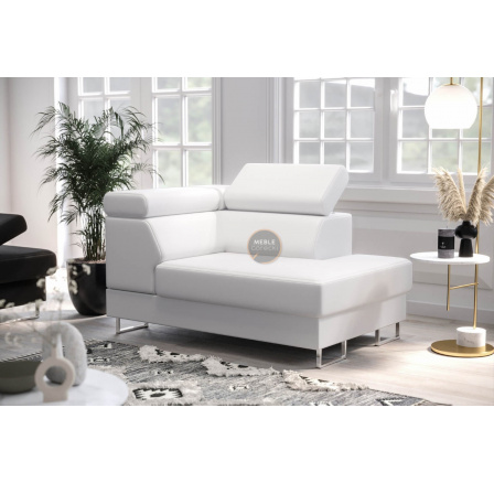 Křeslo lenoška GALAXY - Pravá strana, Bílá eko kůže