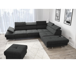 Rohová sedací souprava GALAXY s funkcí spaní 225x280 - černá , pravá