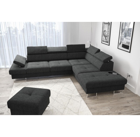 Rohová sedací souprava GALAXY s funkcí spaní 225x280 - černá , pravá