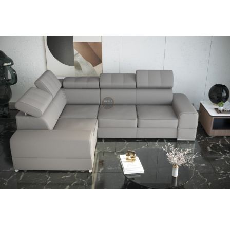 Rohová sedací souprava ROYAL II 280×210 přírodní kůže - šedá kůže , levá