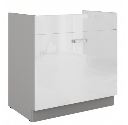 Dolní skřínka BIANCA - 80 ZL 1S BB, Šedá / Bílý lesk Dolní skřínka BIANCA - 80 ZL 1S BB, Šedá / Bílý lesk