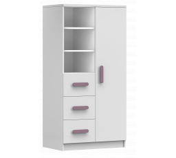 Regál 80 3S1D SMYK I - 05, Bílá Mat/Vřes