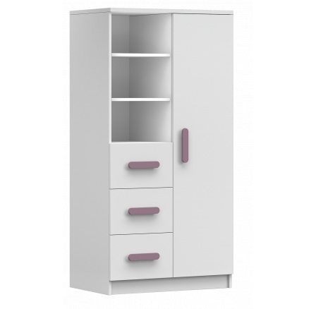 Regál 80 3S1D SMYK I - 05, Bílá Mat/Vřes