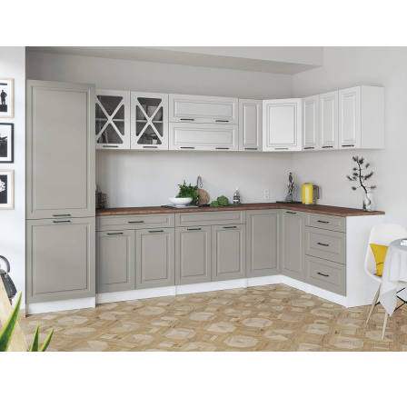 Rohová kuchyňská linka Simea bílá/kámen MAT Rohová kuchyňská linka Simea bílá/kámen MAT