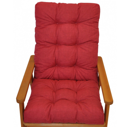 Polstr na zahradní křeslo s mašlí - látka vínový melír