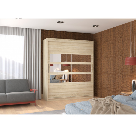 Posuvná skříň se zrcadlem TOLEDO 180 Sonoma+Sonoma