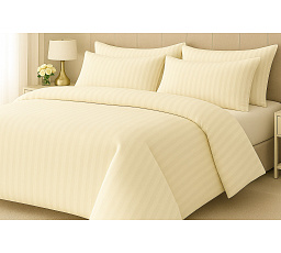 Hotelové povlečení 140x220, 70x90cm Atlas gradl smetanový - česaný 145g/m2, proužek 2cm nitěný knoflík
