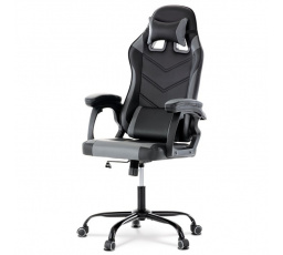 Herní křeslo, houpací mechanismus, šedá ekokůže, KA-L626 GREY