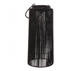 Lucerna - umělý ratan, sloupcová, LED osvětl., vel. M, šedo-černá