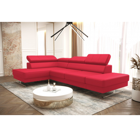 Rohová sedací souprava EMPORIO MINI 180x300 přírodní kůže malinová - rychlé dodání