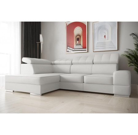 Rohová sedací souprava ROYAL I 260×185 přírodní kůže - bílá kůže , levá