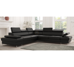 Rohová sedací souprava GALAXY MAX 280×280 - černá eko kůže, pravá