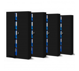 Sada 4x kancelářská kovová skříň na dokumenty JAN H, 900 x 1950 x 400 mm, černá