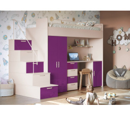 Patrová postel PARADISE 4S Kašmír Fialová Lesk