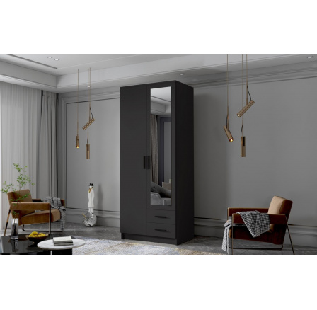 Skříň Arya II 80 - černá/černé úchytky