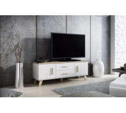 Tv komoda LOTTA RTV 140 (2D2S), Bílá/Dub sonoma