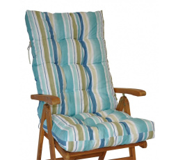 Polstr na zahradní křeslo vysoké - látka modré pruhy